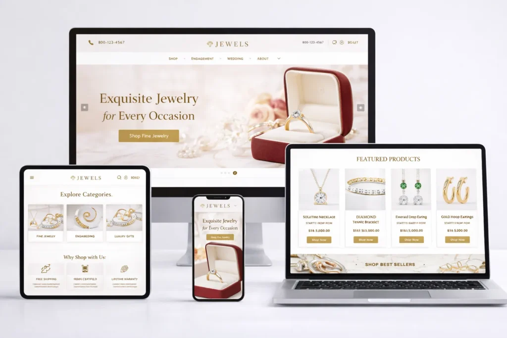 Shopify jewelry ecommerce website design