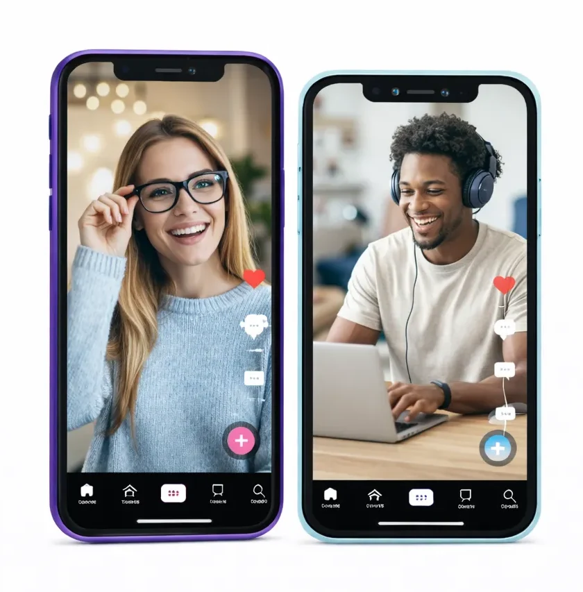Smartphones showing TikTok content representing TikTok management services
