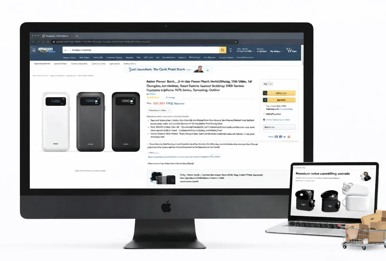 Amazon sellers analyzing product pages and advertising data