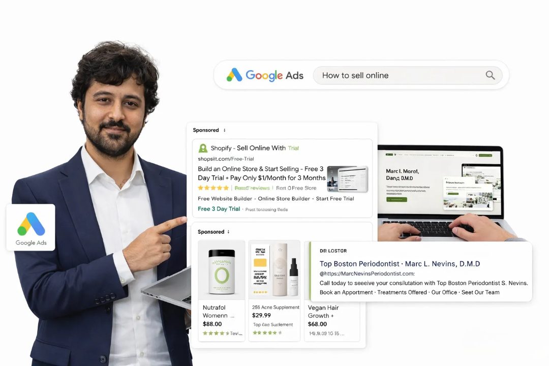 Paid advertising specialist demonstrating sponsored ads strategy for online business growth
