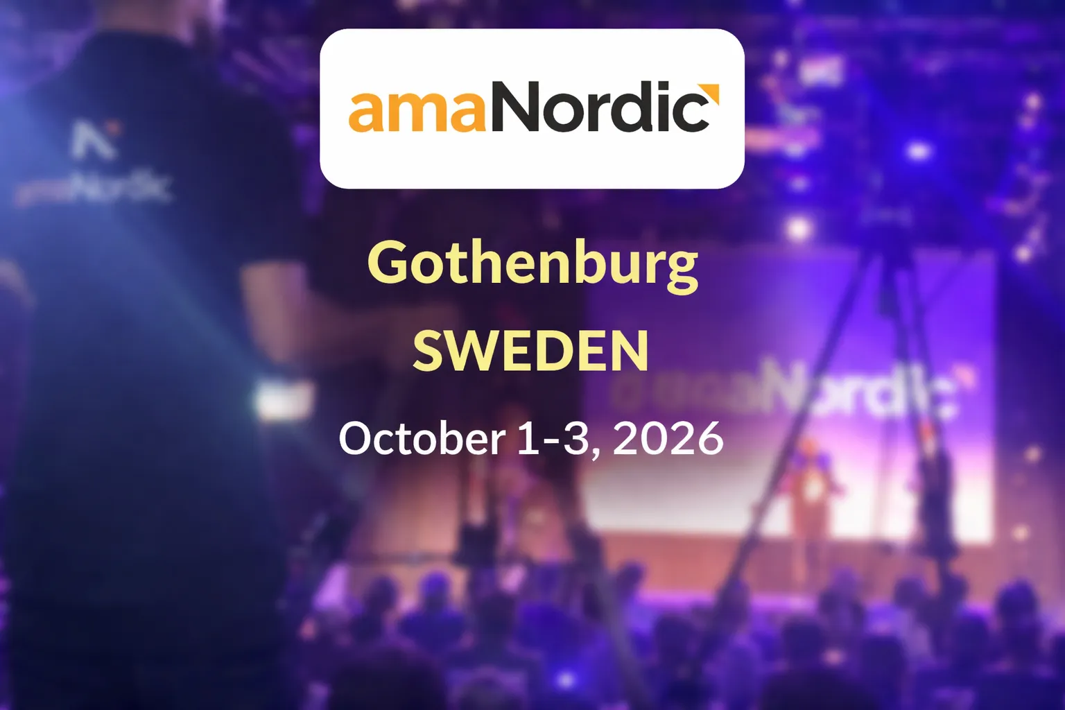 amaNordic conference in Gothenburg, Sweden, October 1–3, 2026.