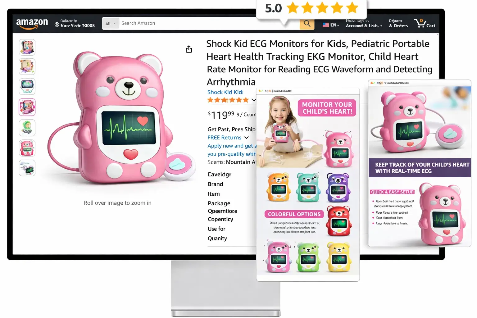 shock kid socks for children shown on amazon listing style image with white background and product highlights