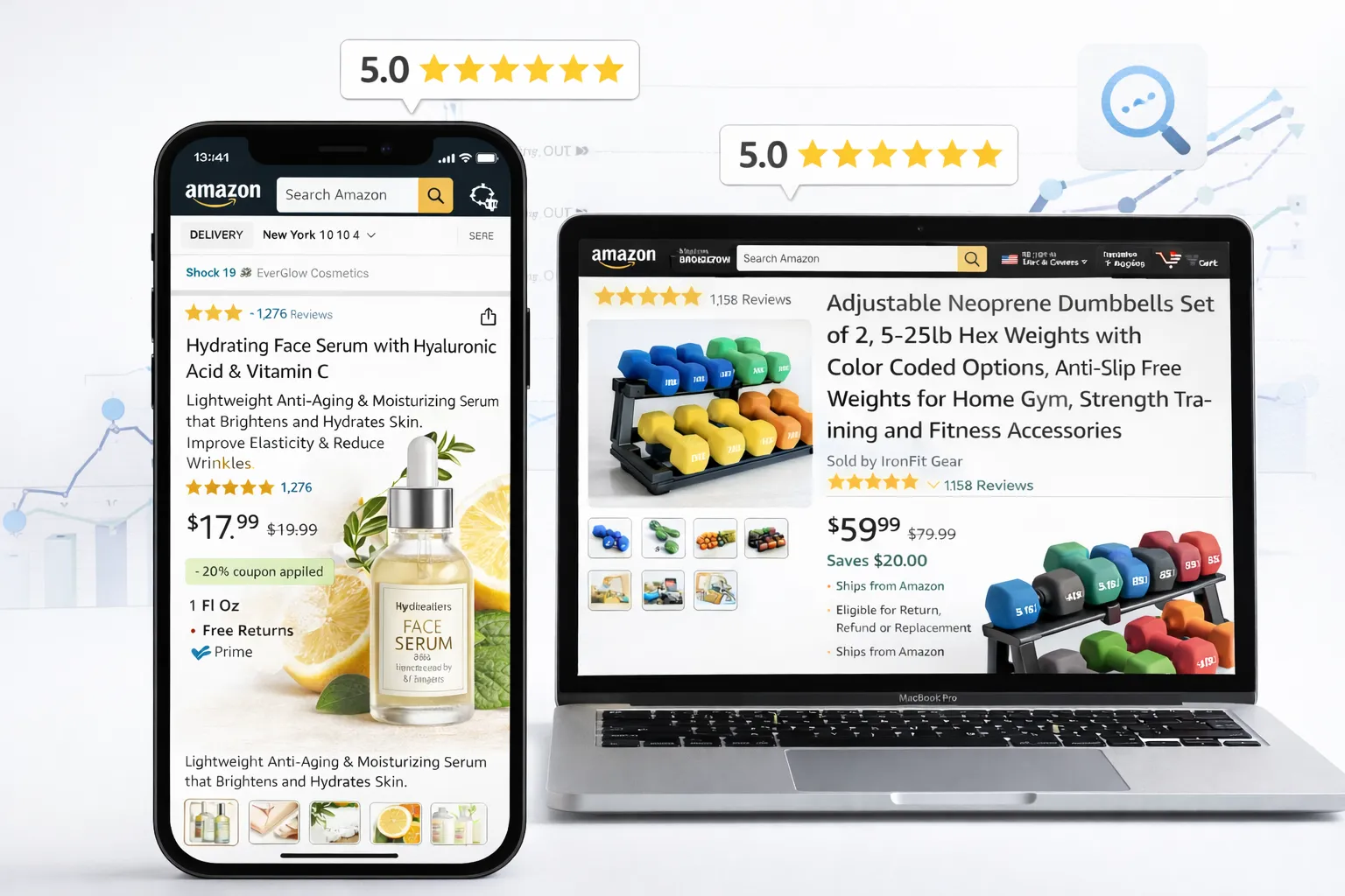 eCommerce marketing performance image showing Amazon listings