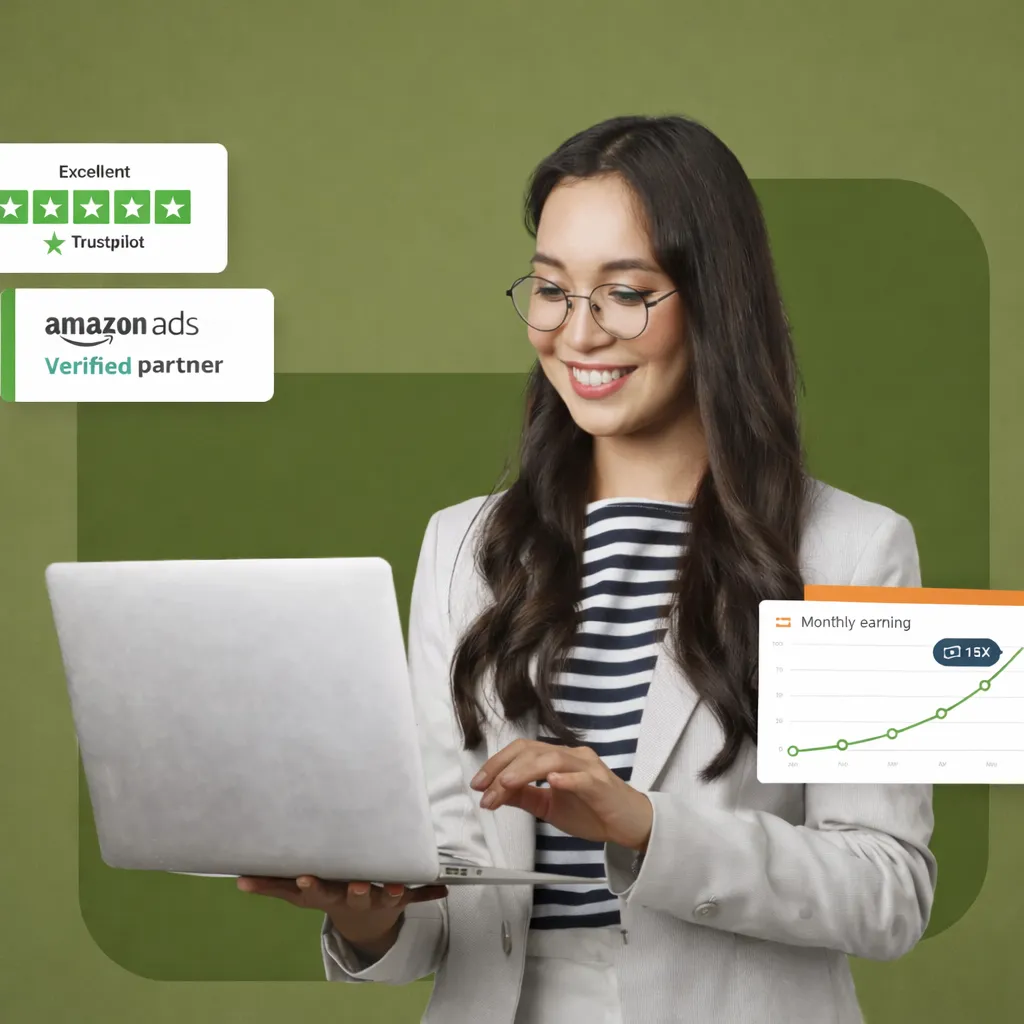 igital marketing expert analyzing ecommerce advertising performance on a laptop