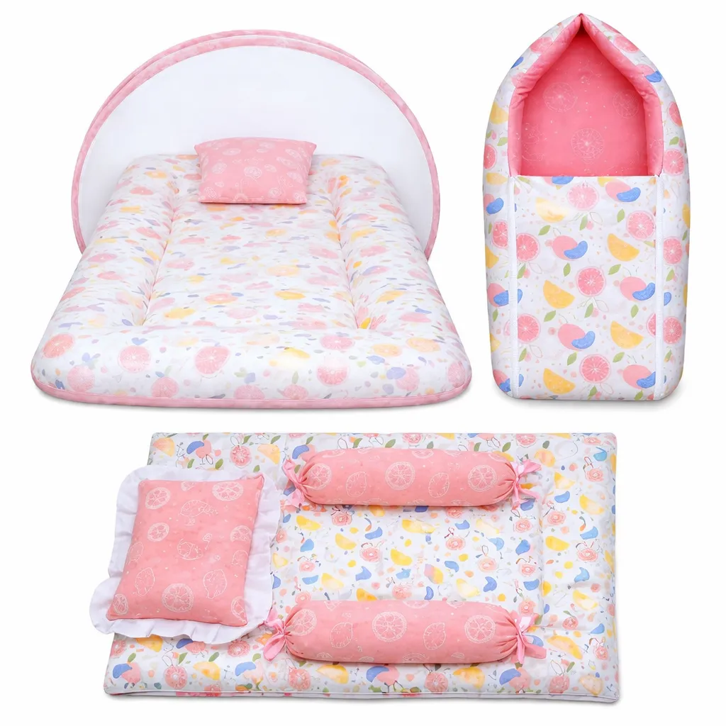 Baby bed set with soft cushioned mattress
