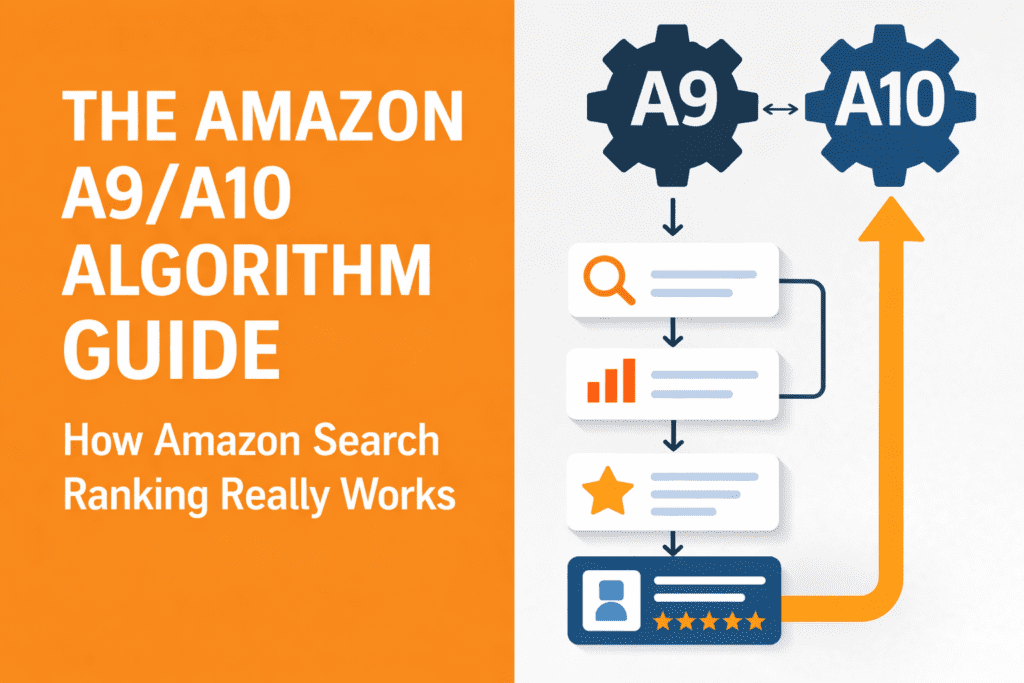 Amazon A9 A10 algorithm infographic showing ranking process.