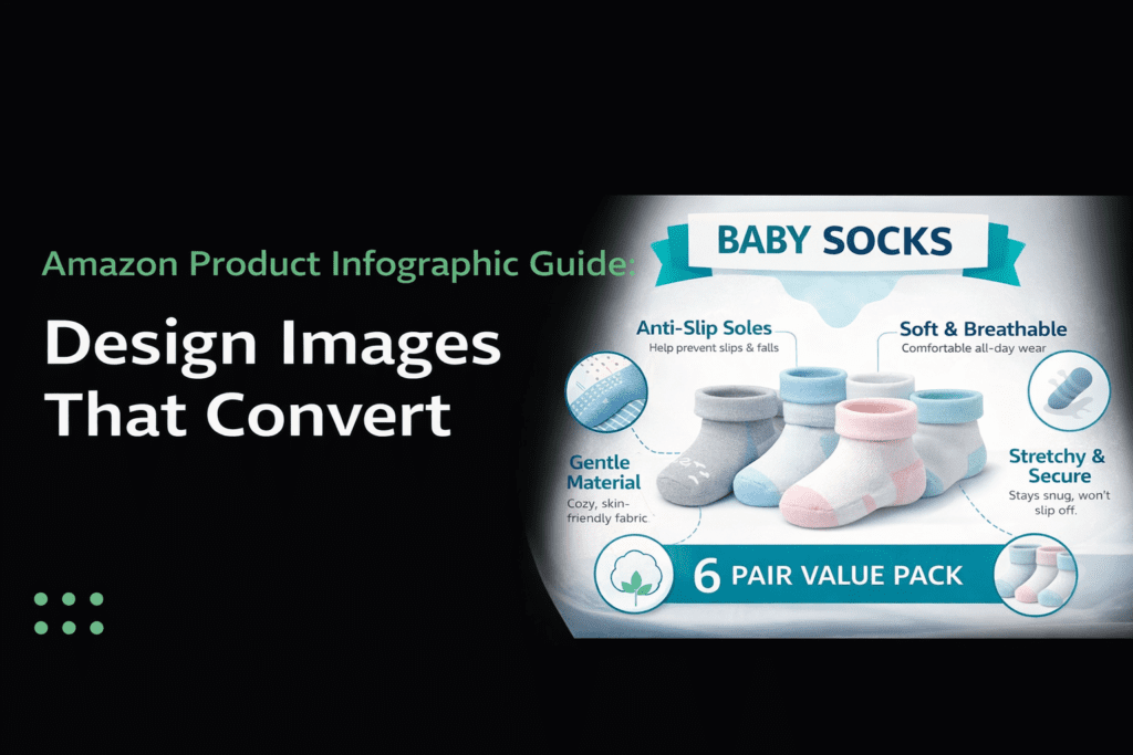 Amazon product infographic design example with baby socks
