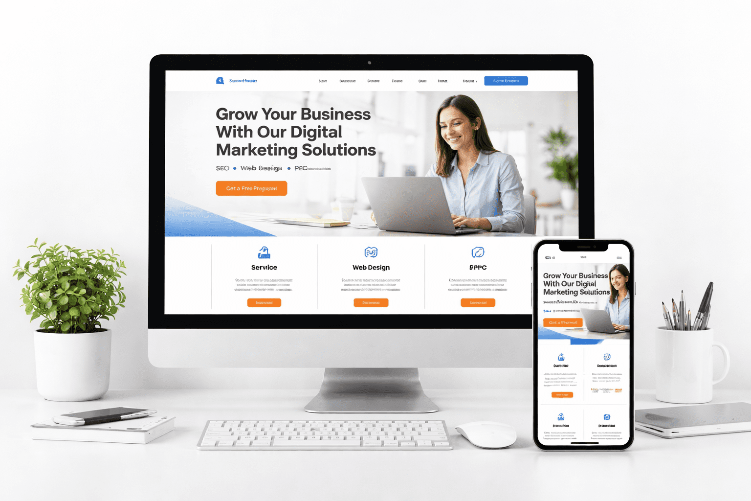 Digital marketing website on desktop and phone