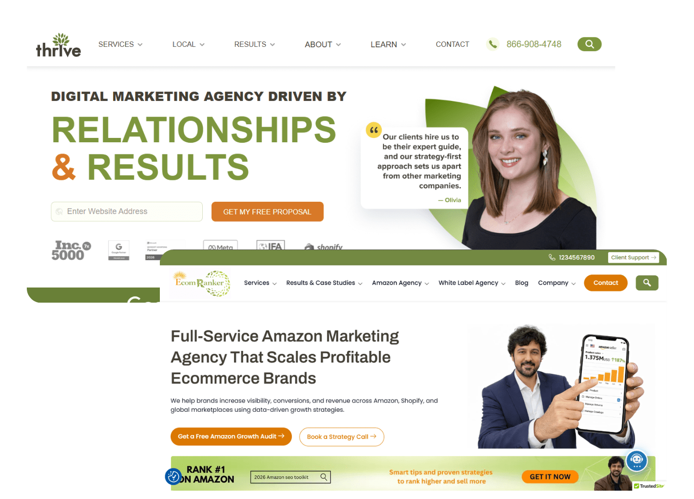 Ecom Ranker vs Thrive Internet Marketing Agency