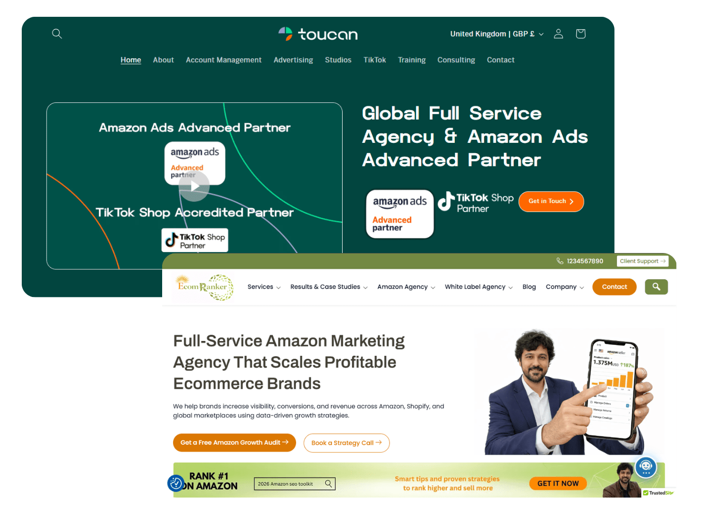 Ecom Ranker vs Toucan ecommerce