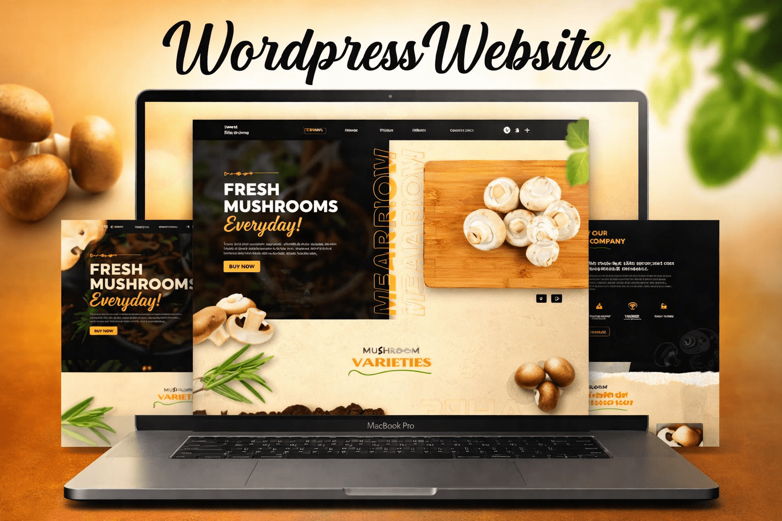 WordPress website development showcase on laptop screen with modern responsive web design for business growth