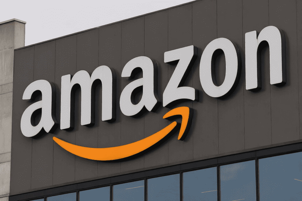 Amazon building façade with logo and windows