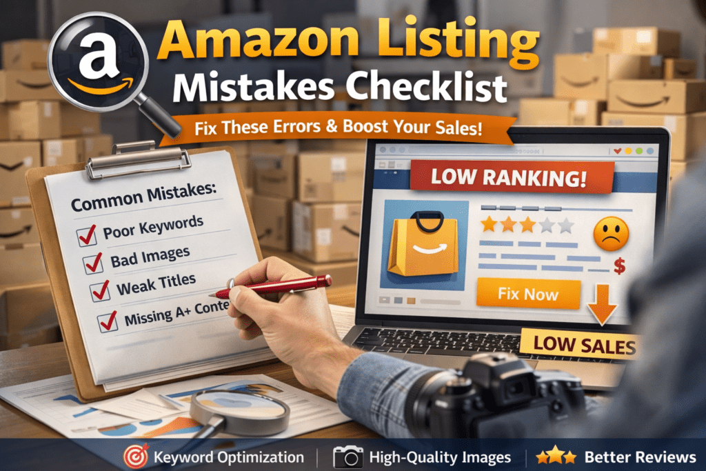 Amazon listing mistakes checklist in focus