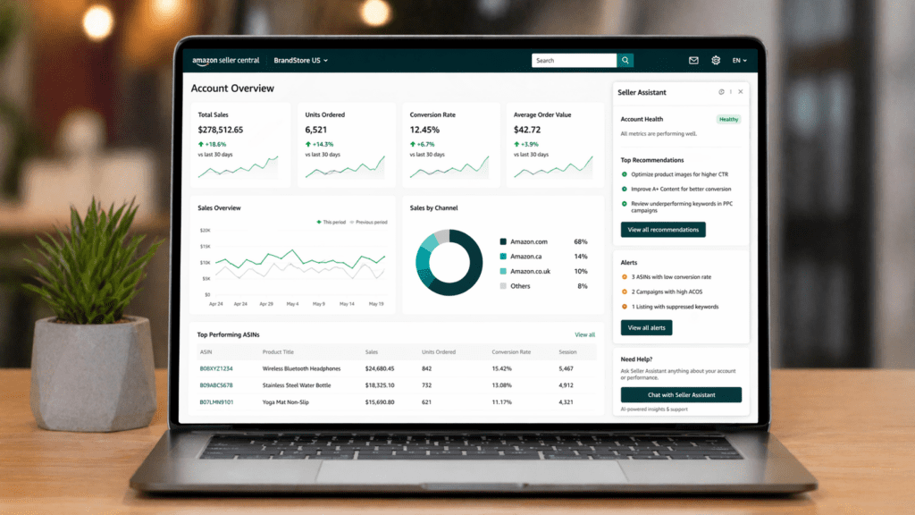 Clean workspace with sleek laptop setup