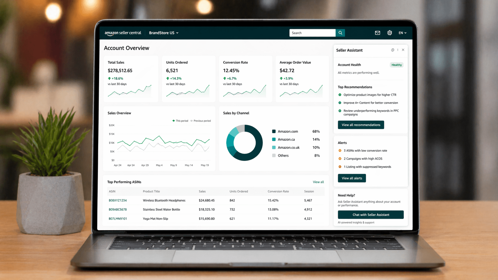 Clean workspace with sleek laptop setup