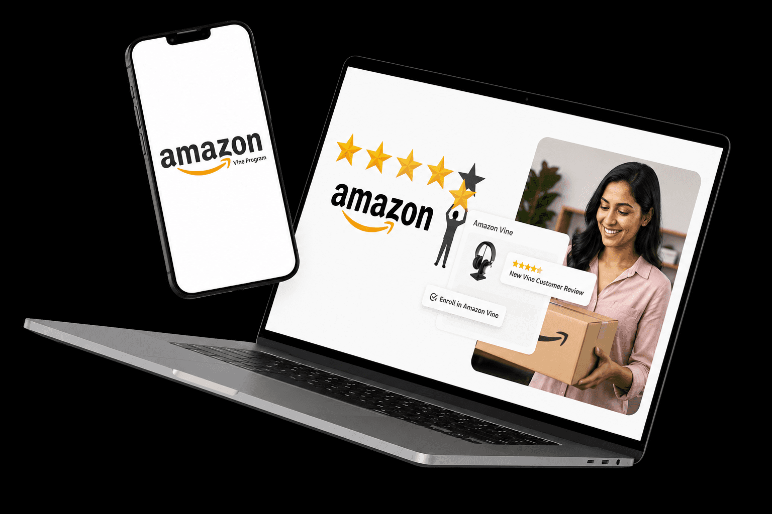 Amazon Vine promotional devices mockup