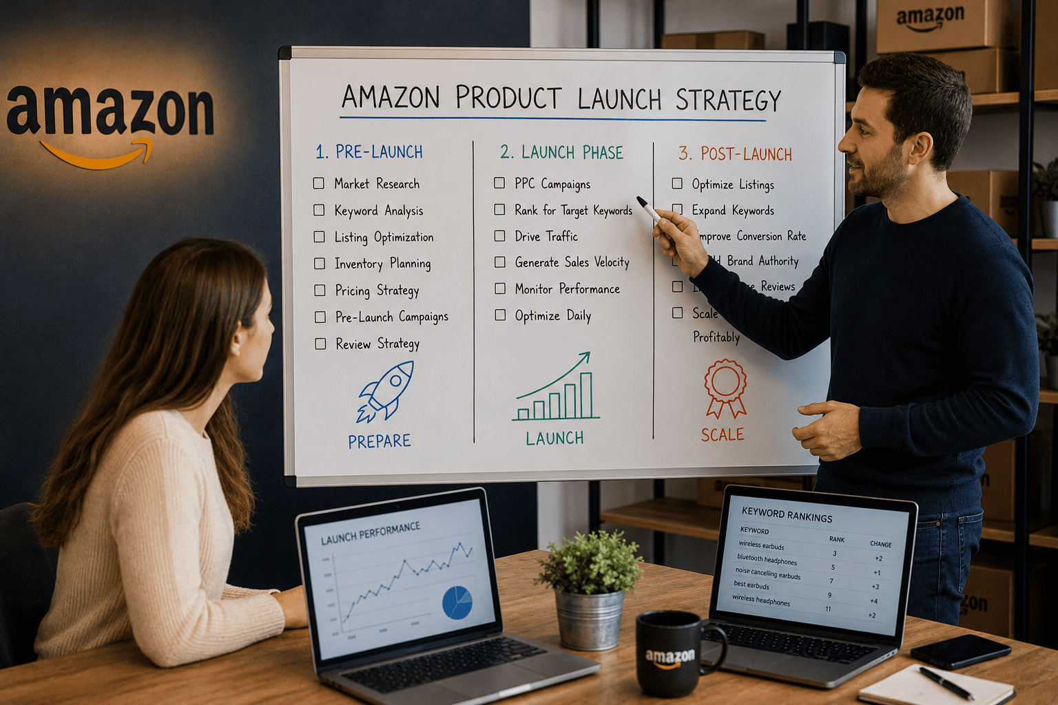 Amazon product launch strategy meeting