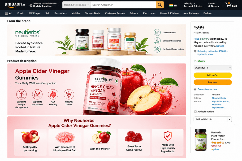 Apple cider vinegar gummies product page
