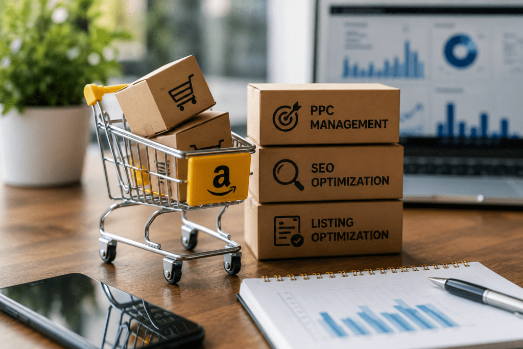 E-commerce workspace with business tools