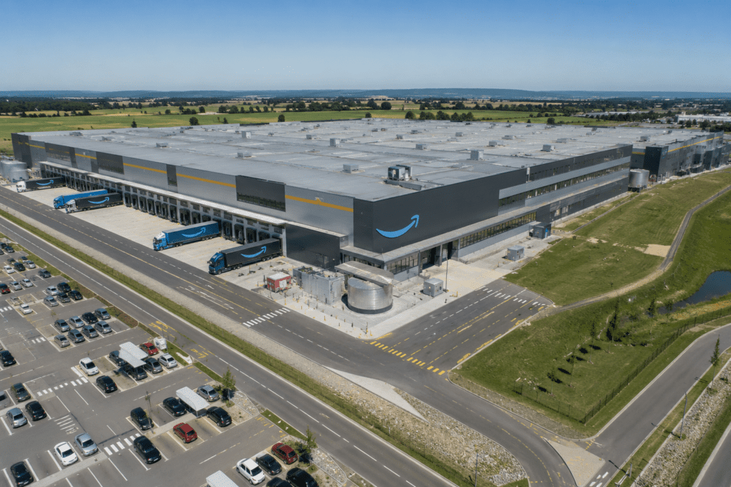 Industrial complex with warehouse and parking