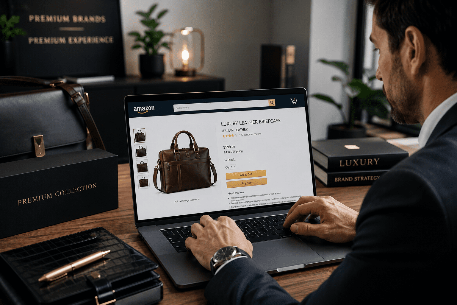 Luxury workspace with e-commerce focus