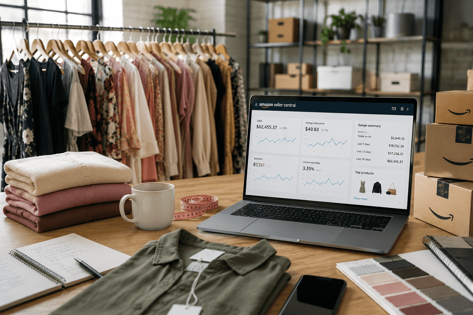 Modern studio workspace for online business