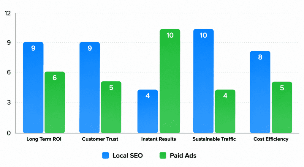 SEO vs Paid Ads comparison chart