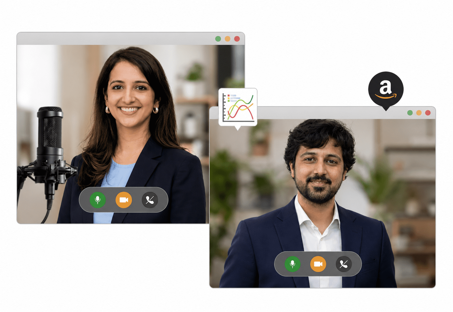 Virtual conference call with analytics overlay