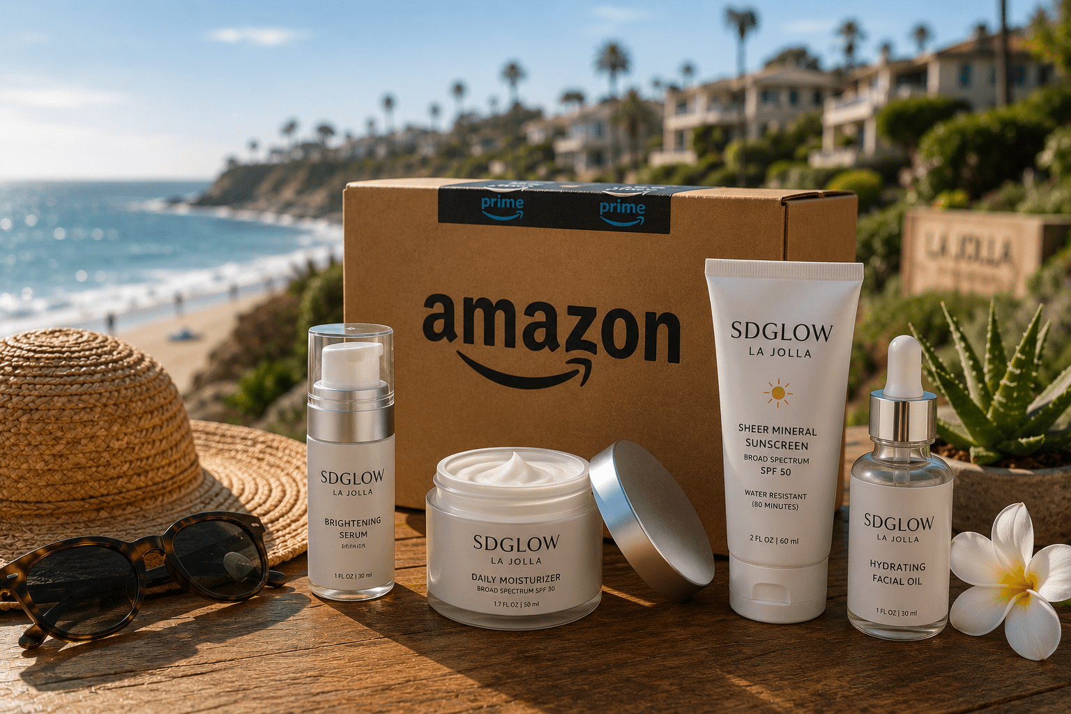 Beachside skincare essentials in La Jolla