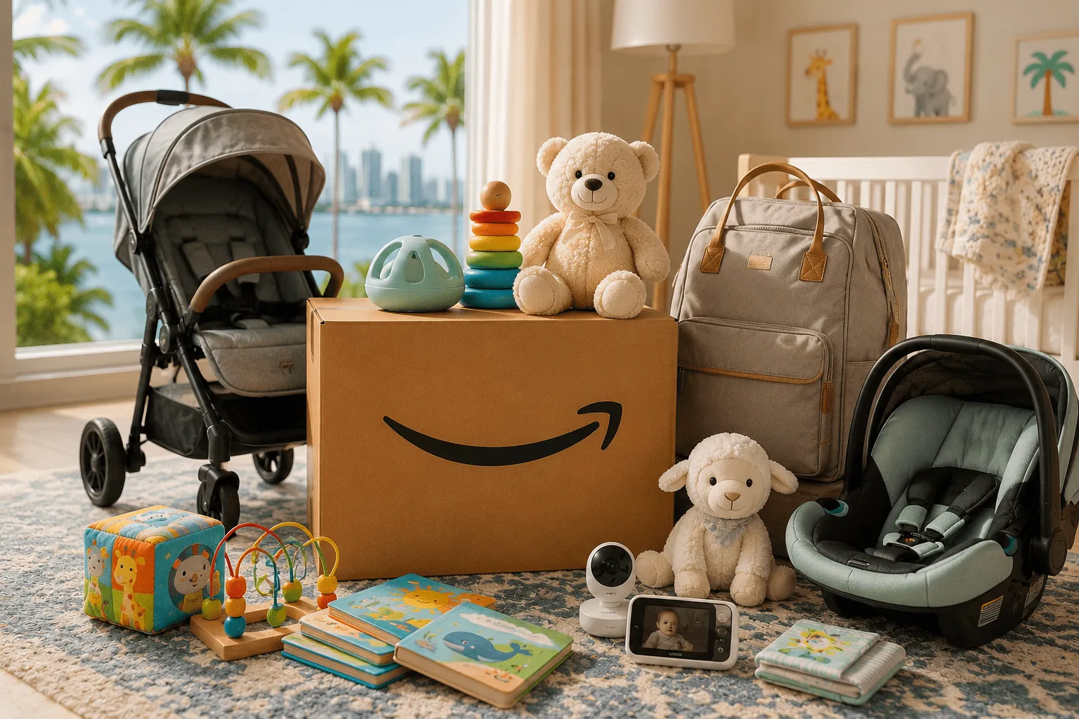 Coastal nursery with baby essentials