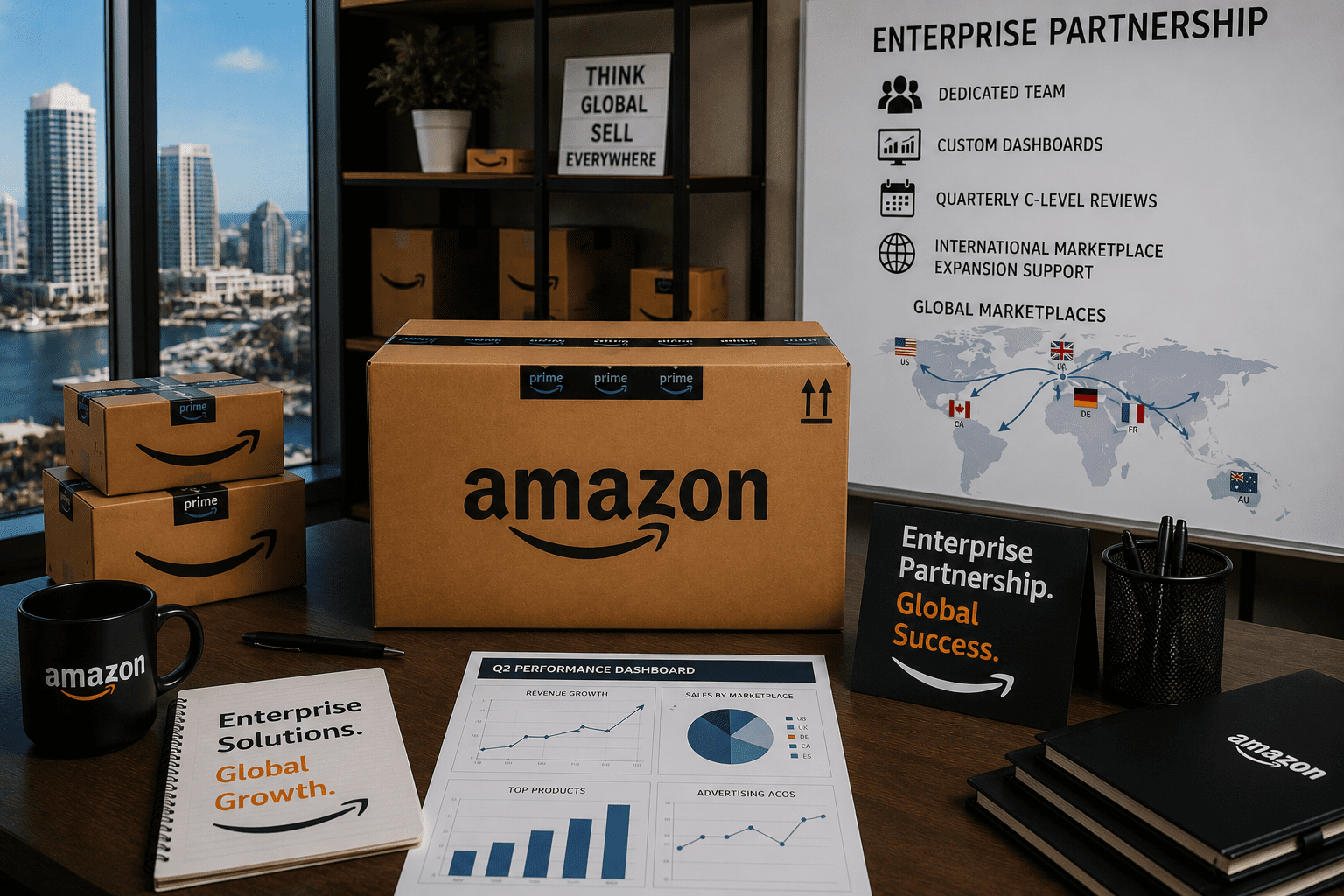 Corporate Amazon workspace with partnership plans