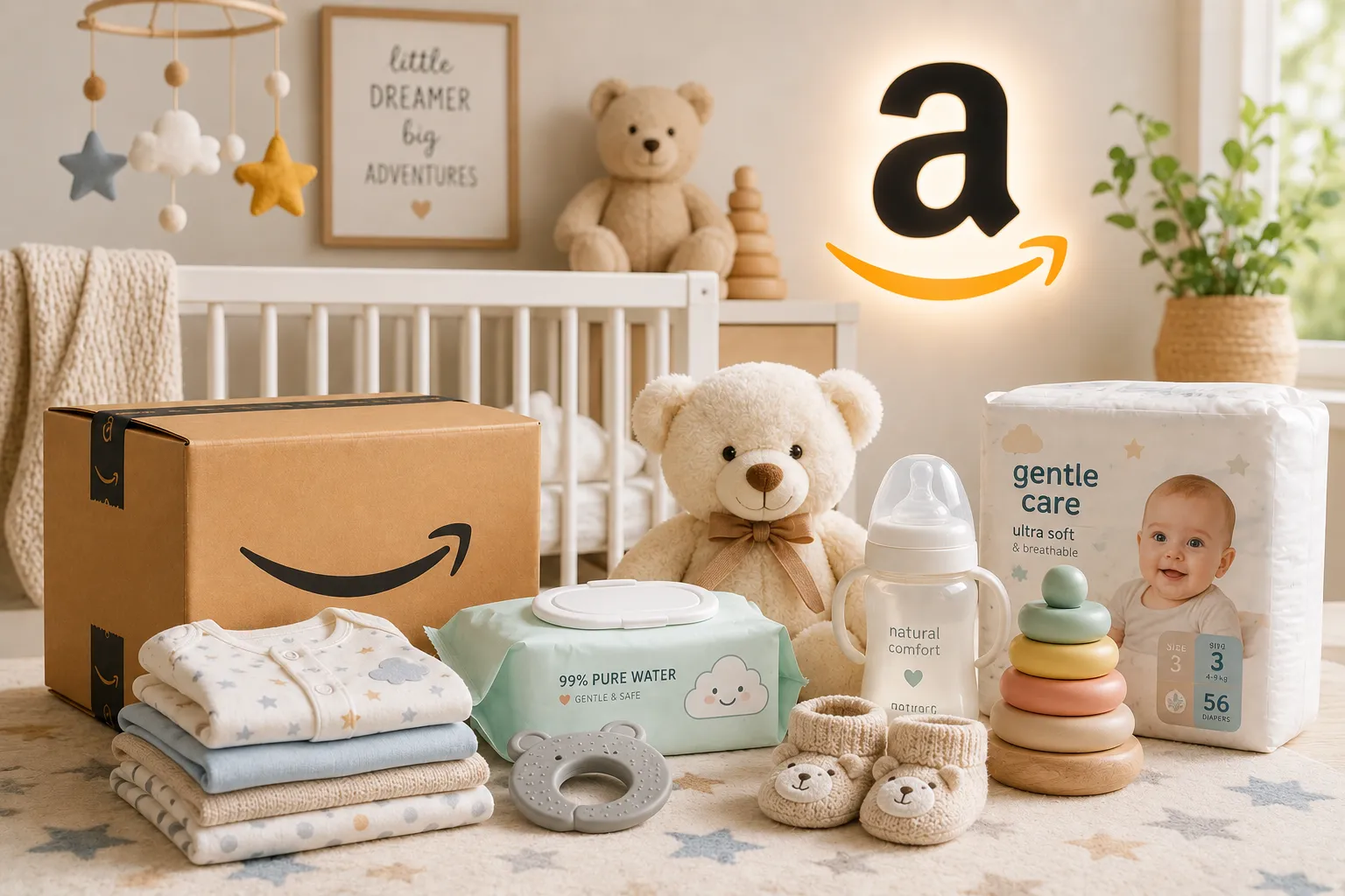 Cozy nursery essentials with pastel accents
