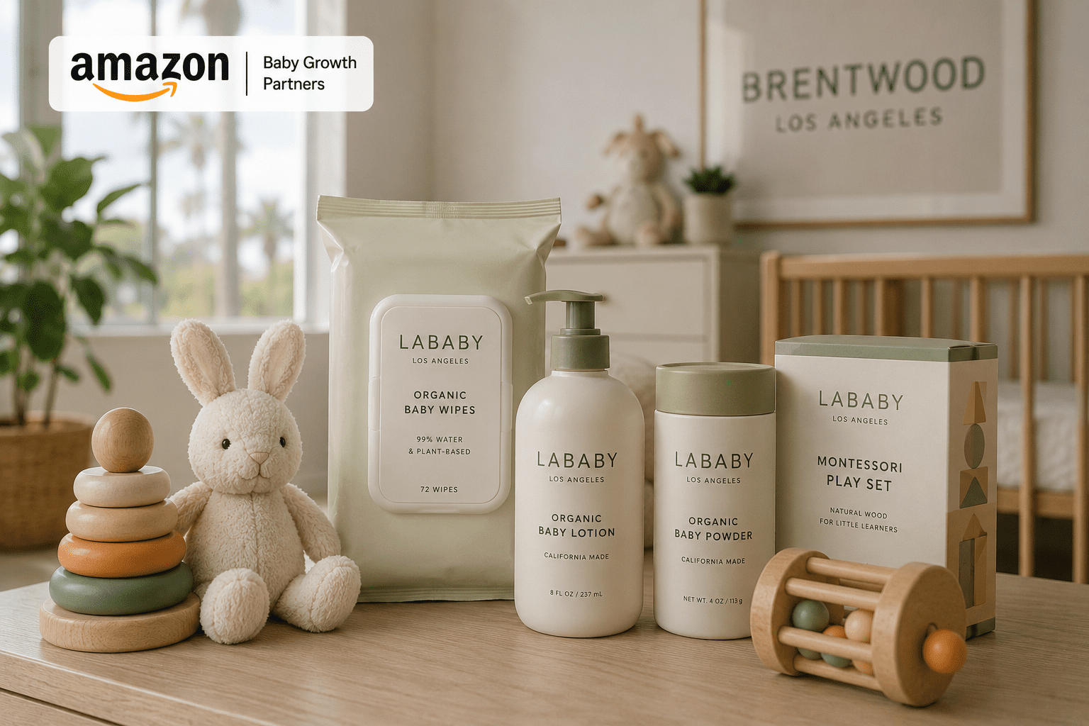 Cozy nursery with organic baby products