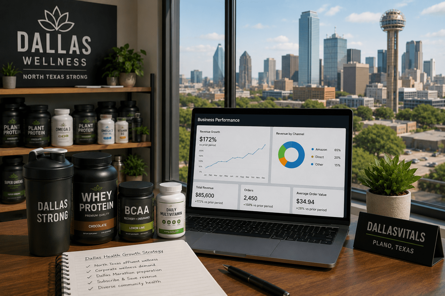 Dallas wellness workspace with city view