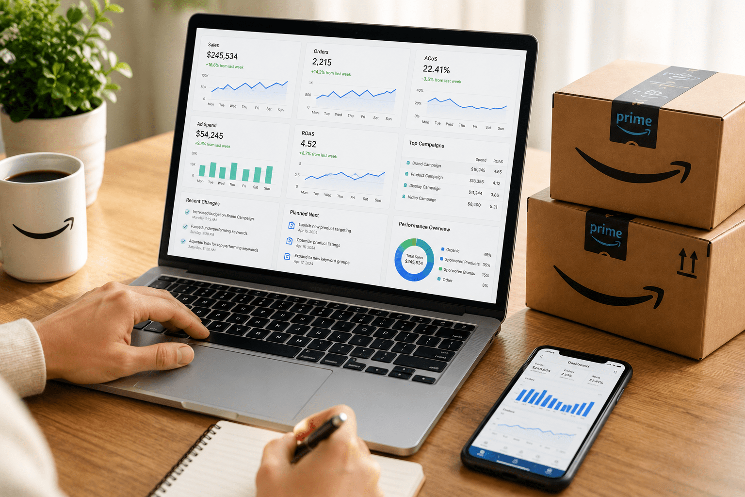 E-commerce analytics in a modern workspace