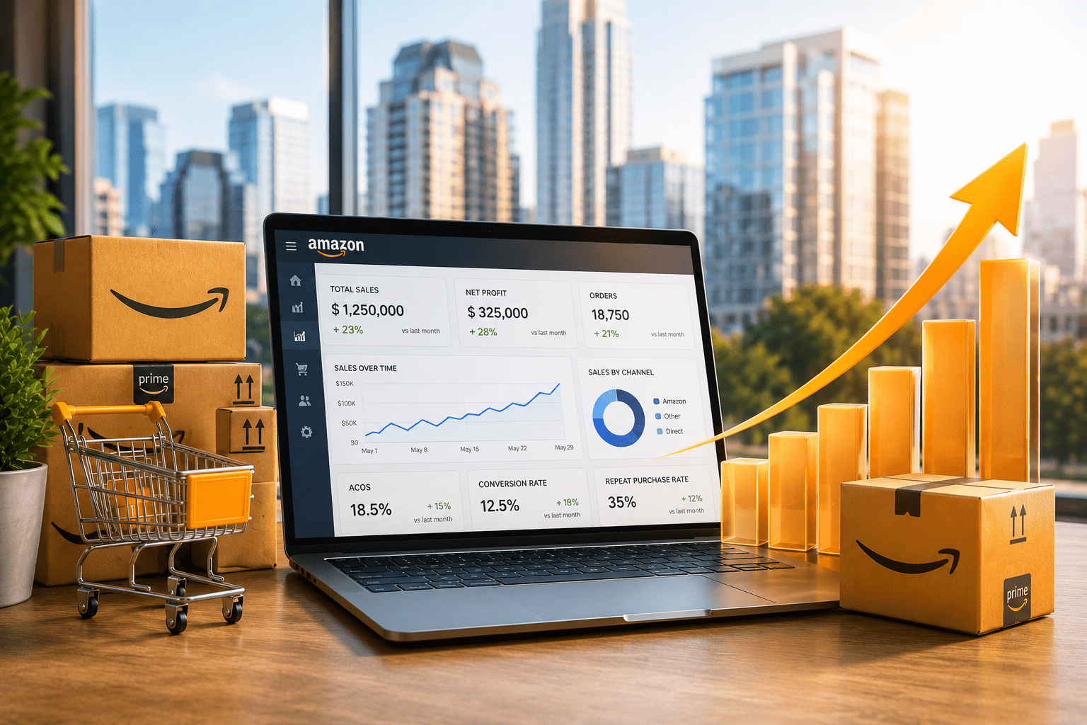 E-commerce growth in a modern office