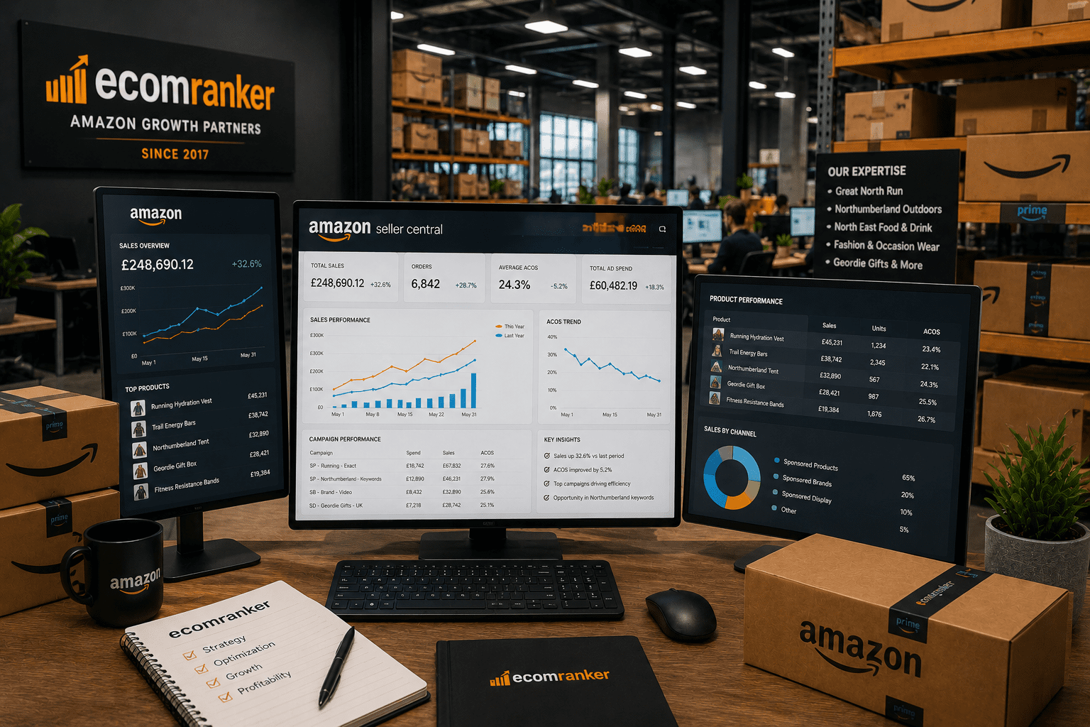E-commerce workspace with Amazon solutions