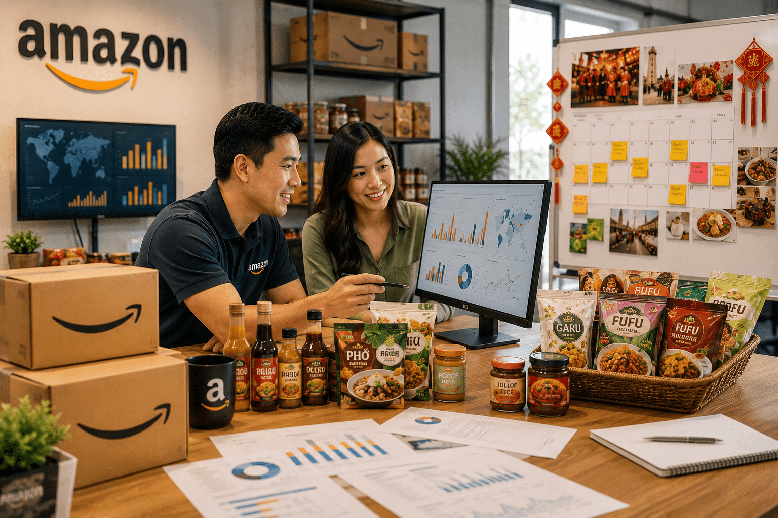 E-commerce workspace with product marketing focus