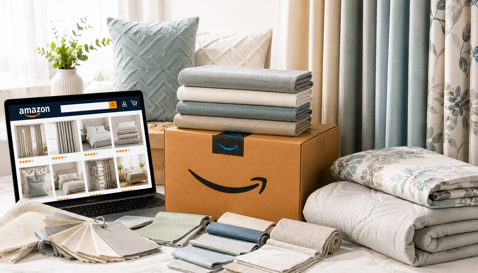 Home textiles and Amazon shopping setup