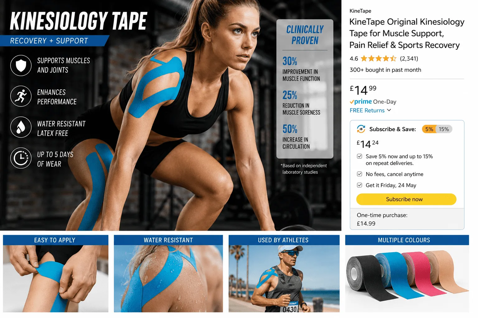Kinesiology tape for muscle support