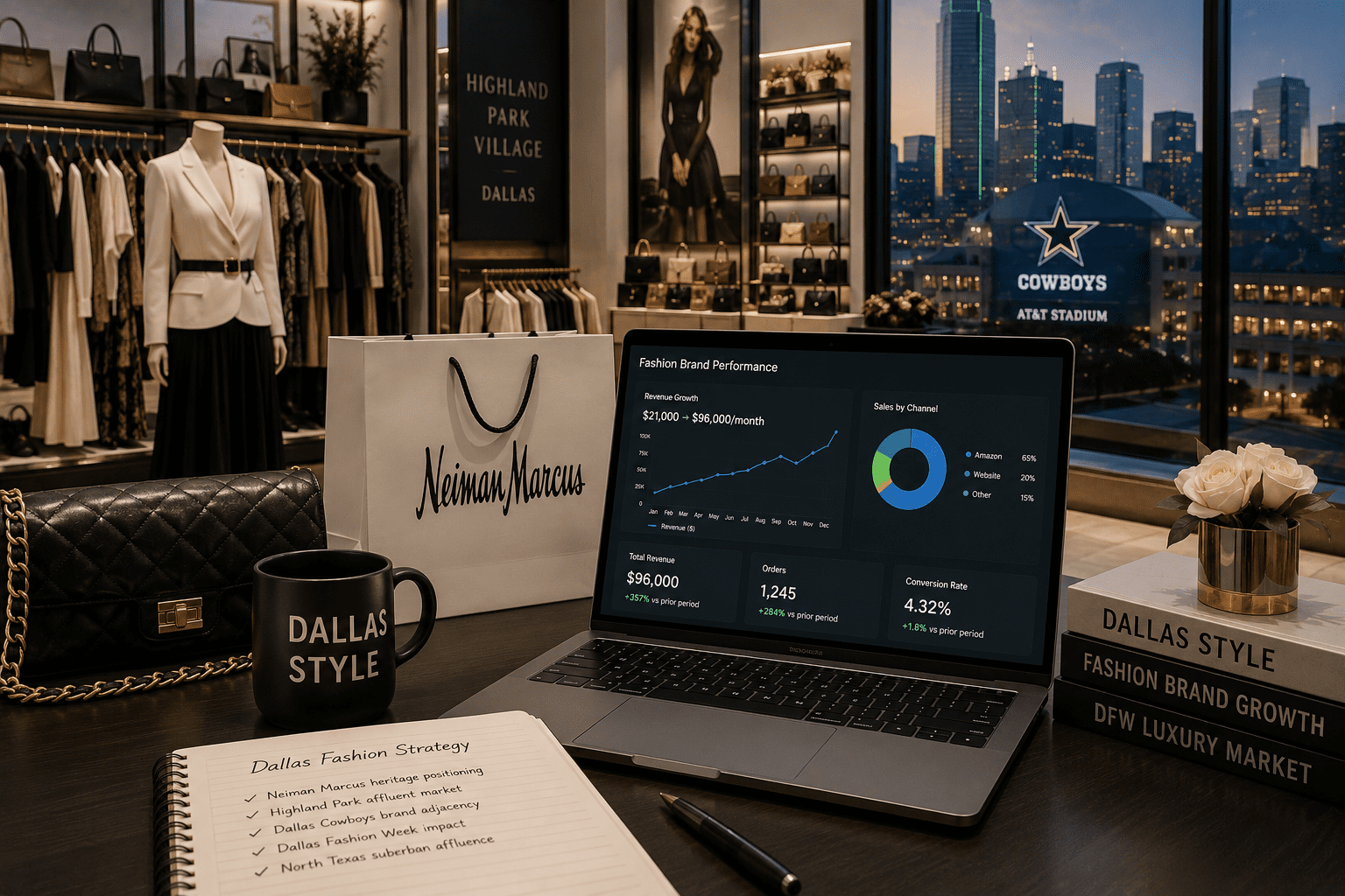 Luxury fashion and analytics workspace