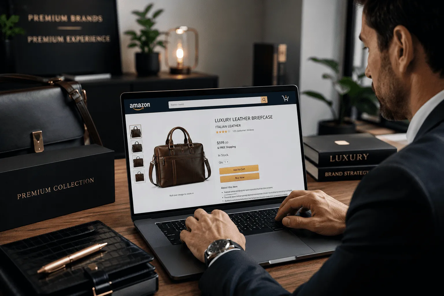 Luxury workspace with e-commerce focus