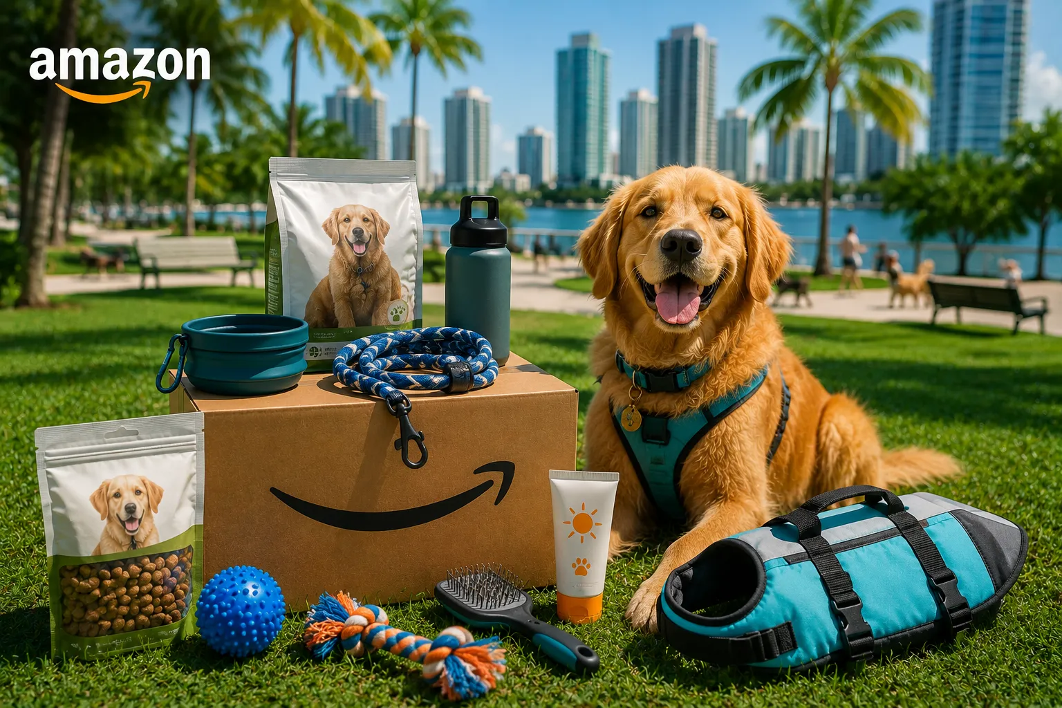 Pet-friendly park day with Amazon products