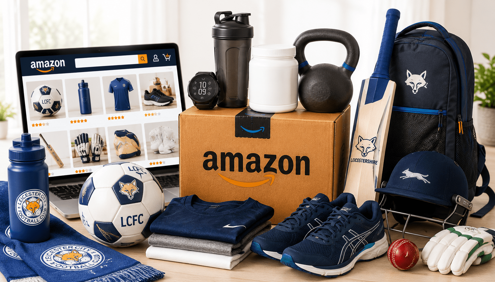 Sports shopping essentials on display