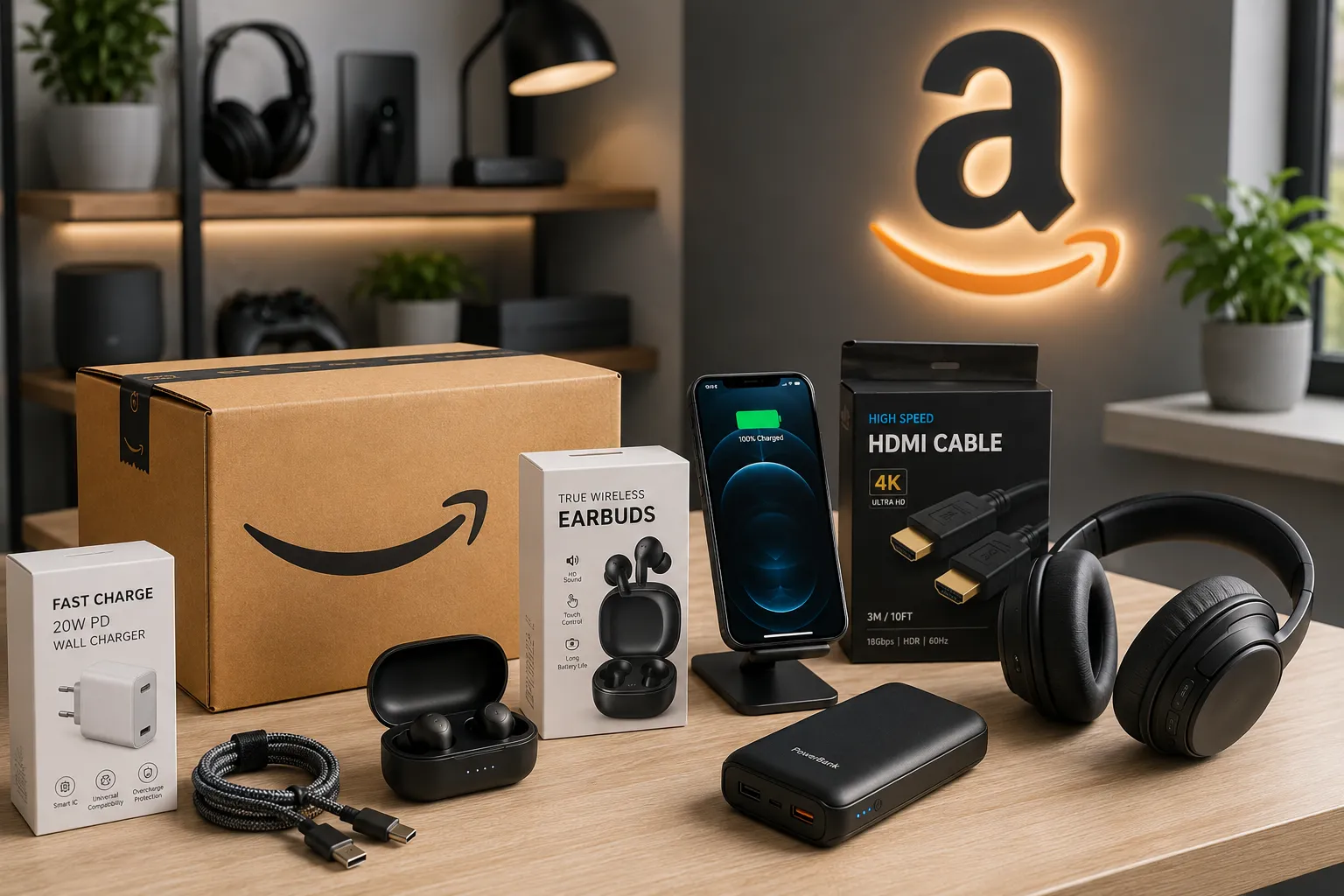 Tech essentials in a cozy workspace