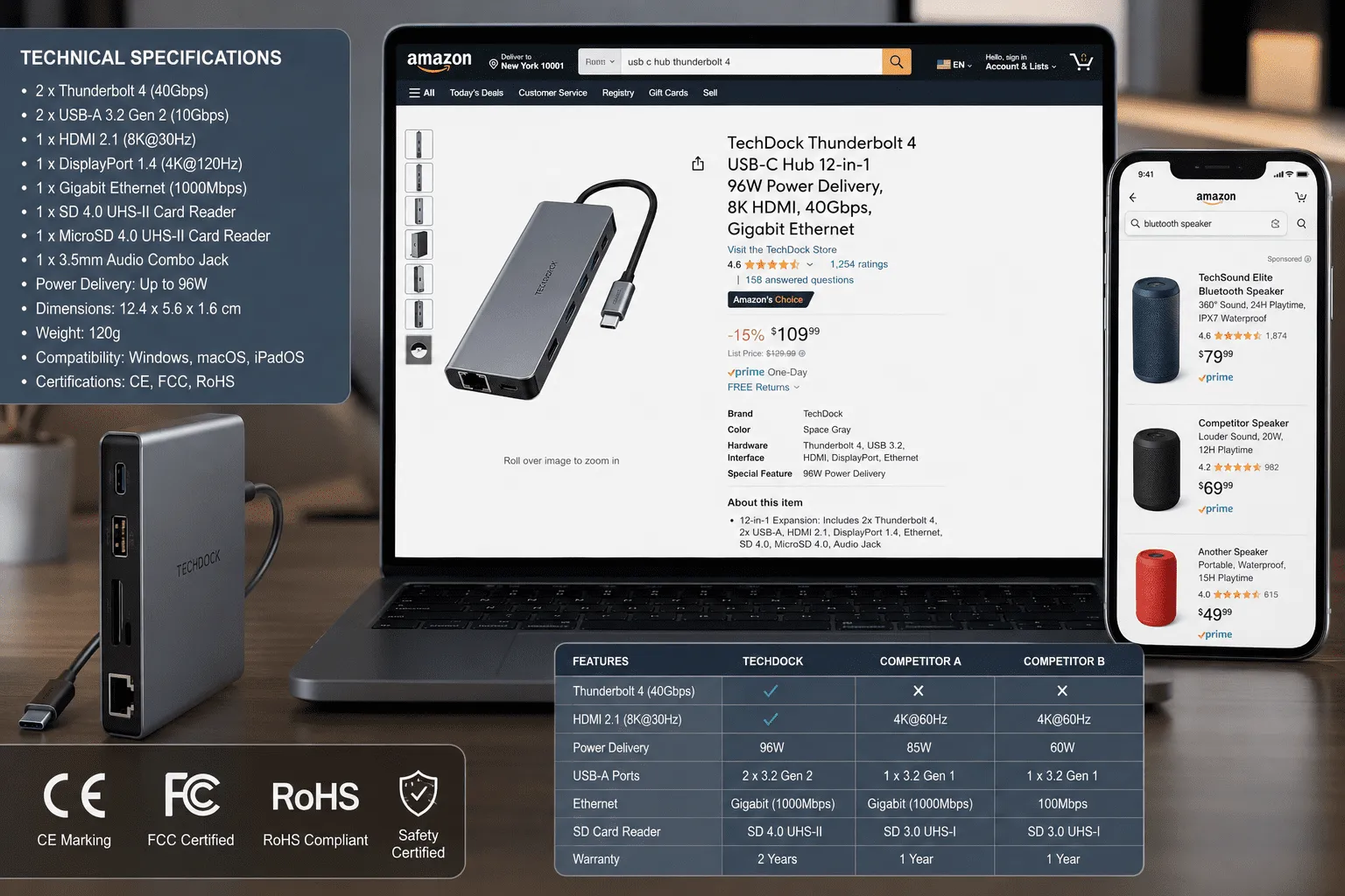 TechDock USB-C hub product showcase