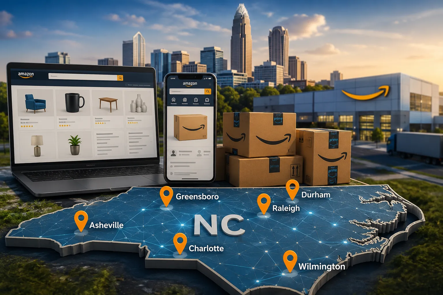 Amazon logistics across North Carolina