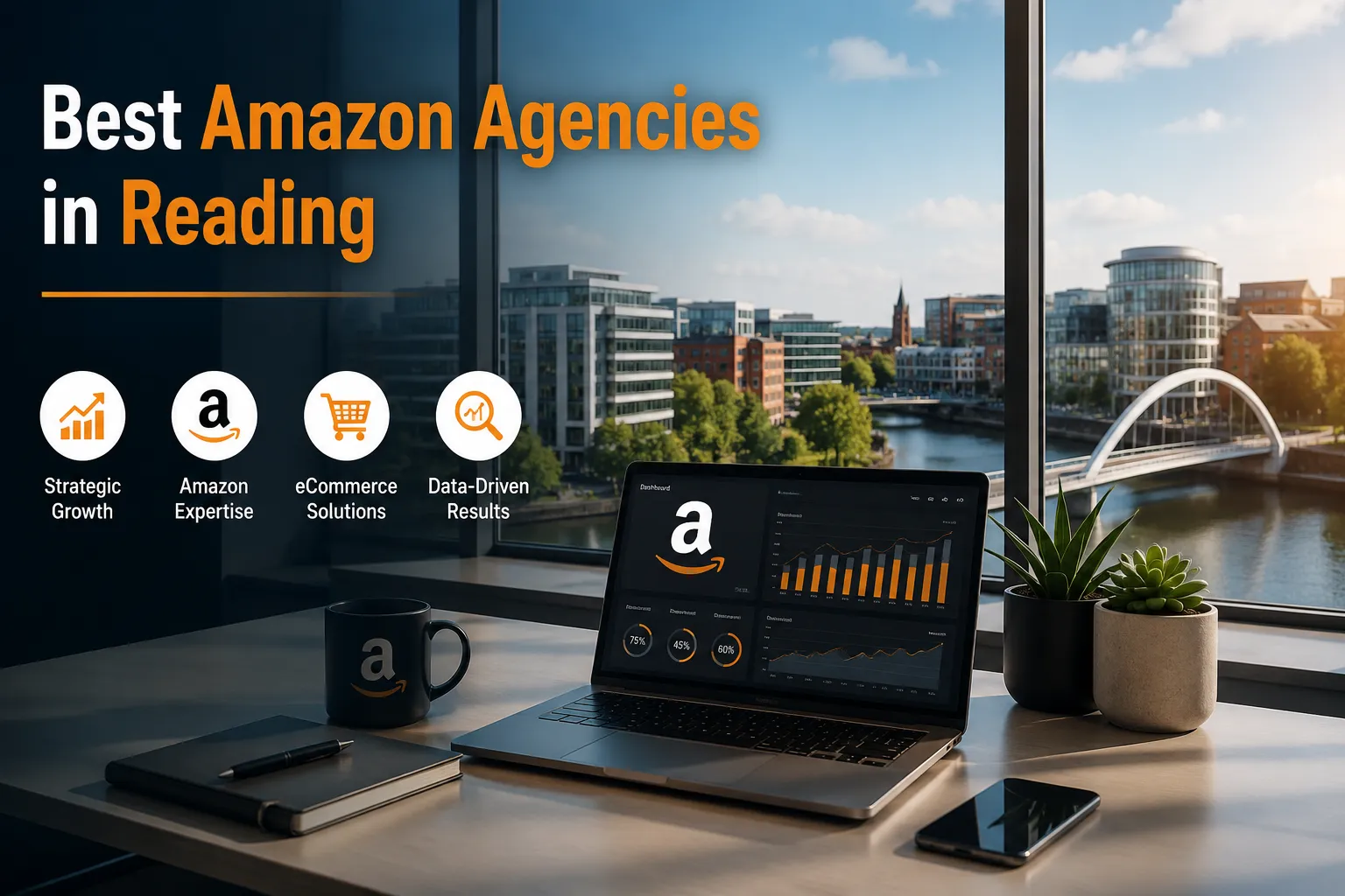 Corporate skyline view with Amazon focus