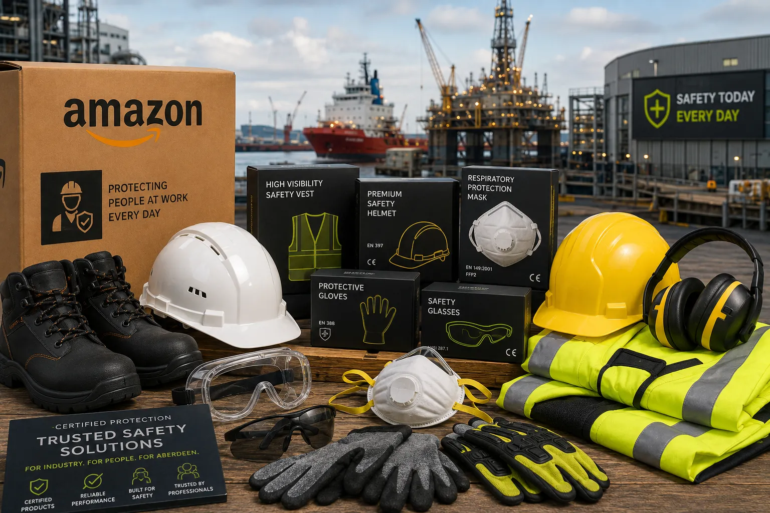Industrial safety gear at work site