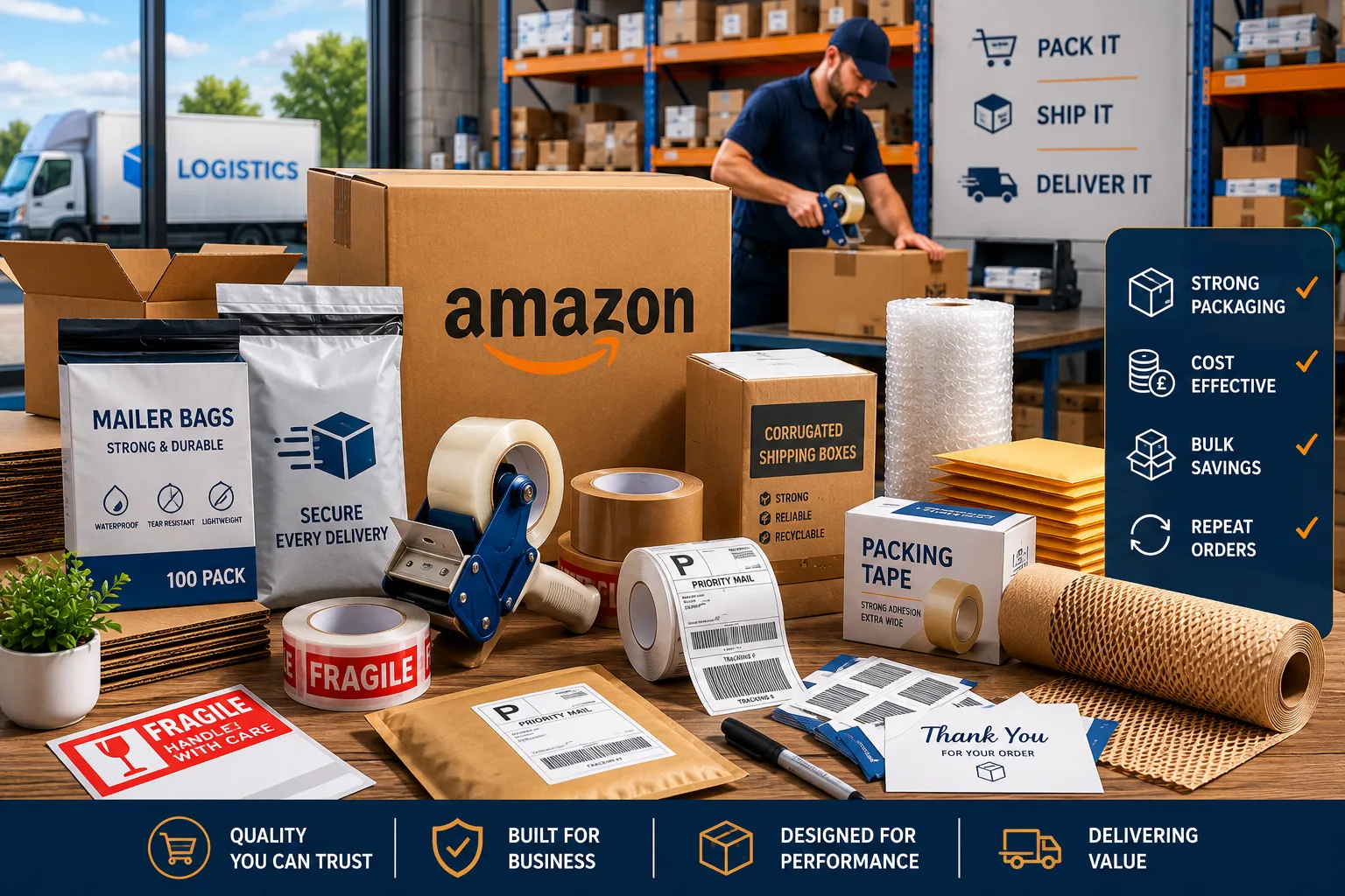 Packaging supplies in a warehouse setting